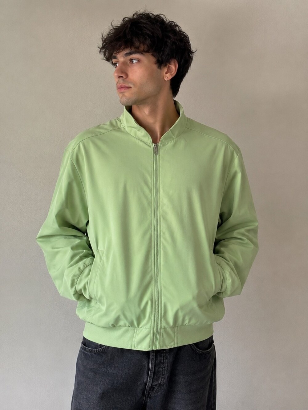 Men's Light Green Bomber Jacket 3XL